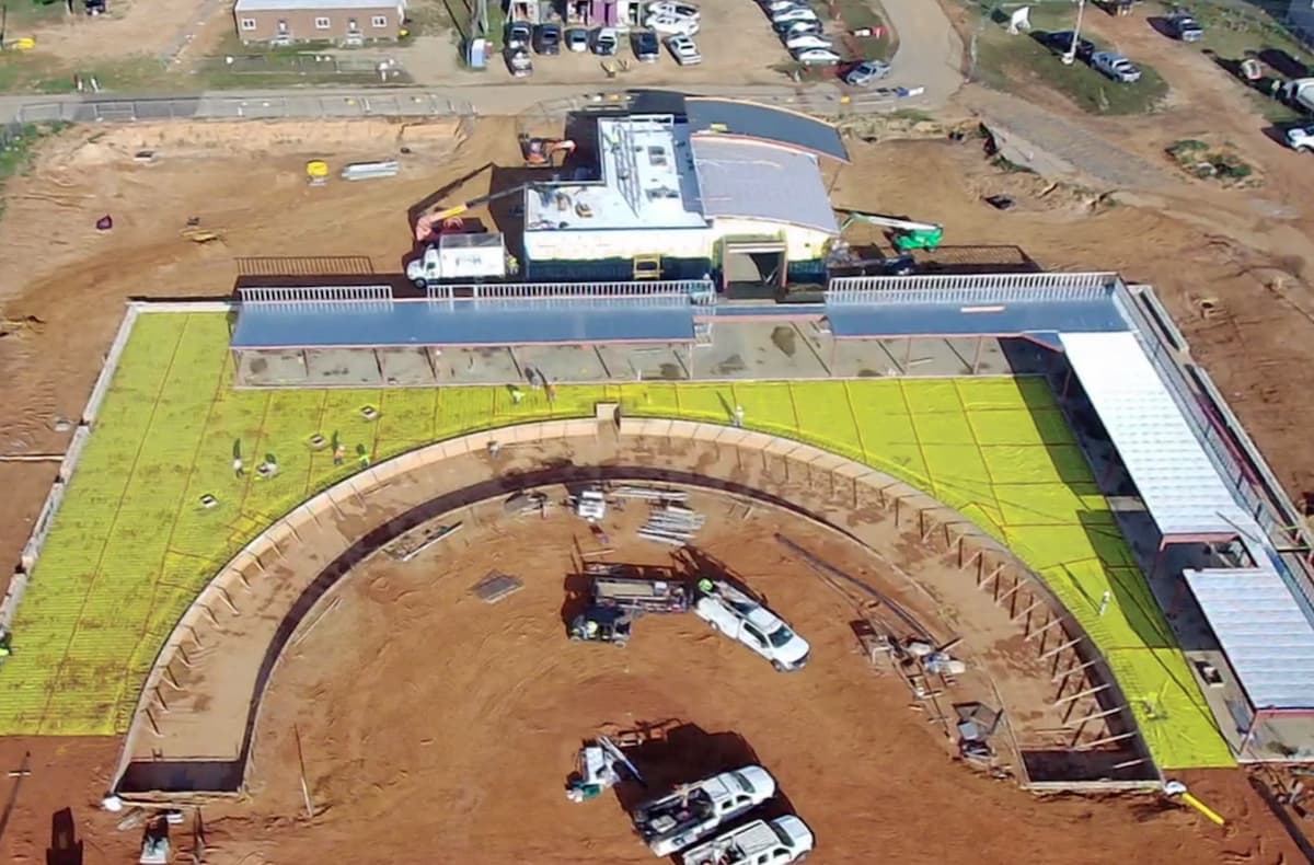 air dome construction aerial view